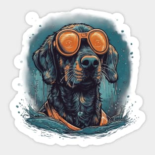 Swimming dog Sticker